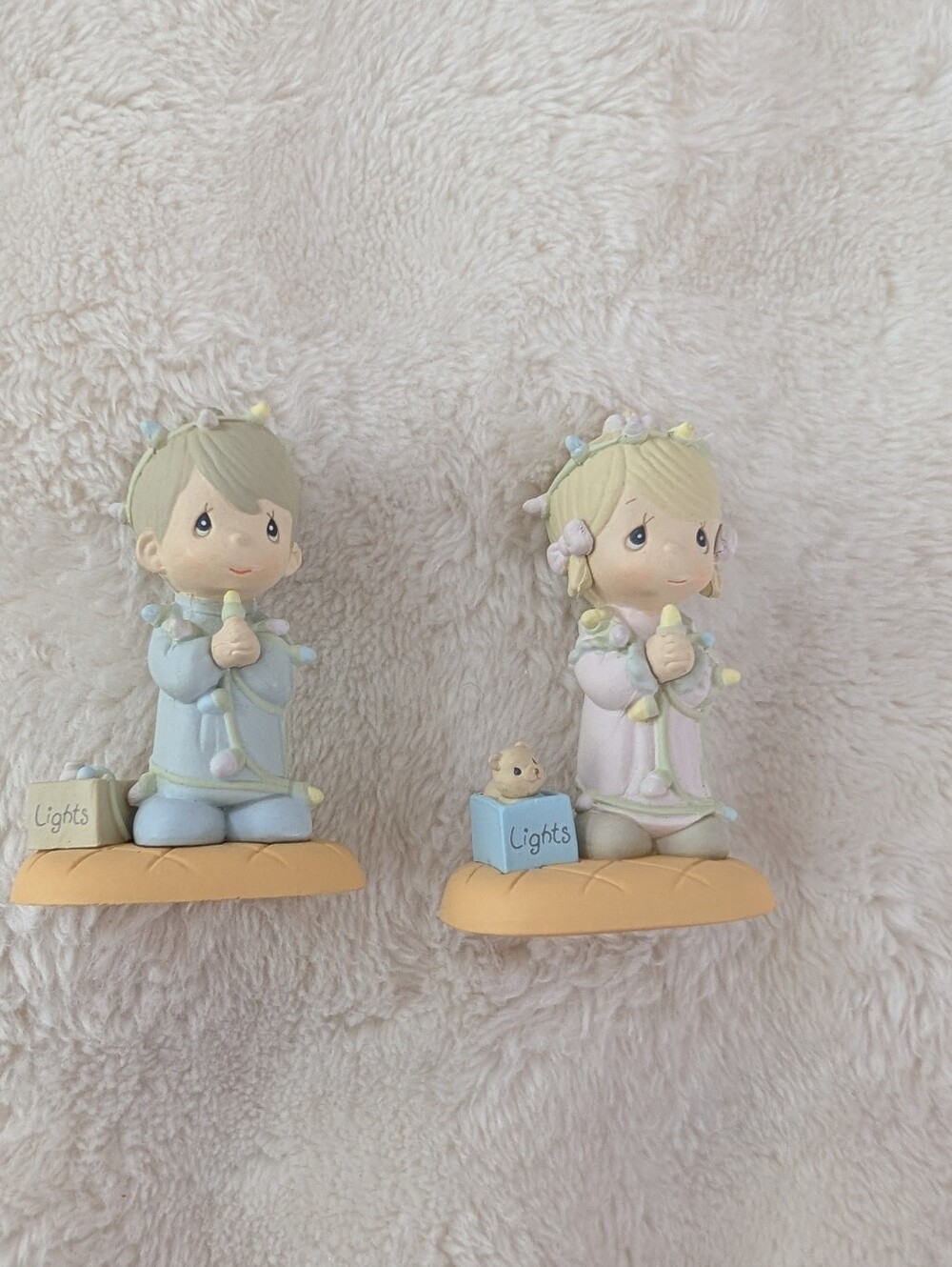 Vintage Precious Moments “May Your Christmas Be Delightful” Boy & Girl Minis